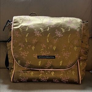 Petunia Pickle Bottom Olive and Pink Floral Baby Bag